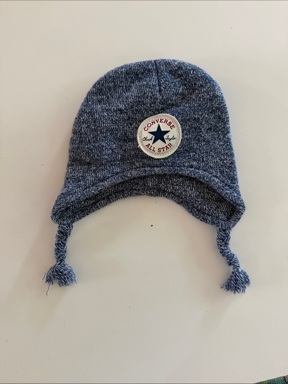 Converse Kids Marled Blue Earflap Hat with All Star Patch
